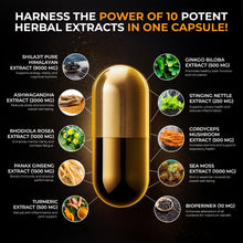 Laden Sie das Bild in den Galerie-Viewer, Shilajit 10-in-1 Herbal Supplement Capsules – Sea moss, Ashwagandha, Rhodiola Rosea, Panax Ginseng, Turmeric, Ginkgo Biloba, Cordyceps & More – High Potency Formula