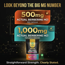 Laden Sie das Bild in den Galerie-Viewer, Berberine HCl 1000mg + Chromium High Strength 99% Pure Vegan Capsules Bush Doctor