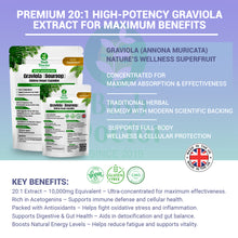 Load image into Gallery viewer, Graviola Soursop Extract Capsules | 10,000mg Equivalent | 20:1 High-Potency Extract | Immune, Energy, and Wellness Support / DR Congo Rainforest Relief