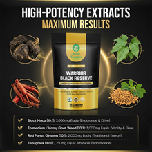 Load image into Gallery viewer, WARRIOR BLACK RESERVE™ | Elite 10:1 Male Wellness &amp; Stamina Protocol
