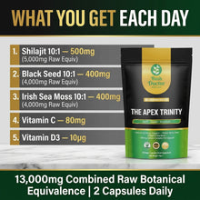 将图片加载到图库查看器，Himalayan Shilajit 60% Fulvic Acid Black Seed Irish Sea Moss 10:1 60 Vegan Capsules
