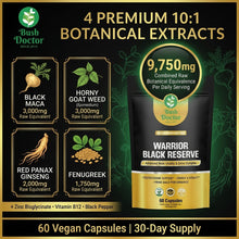 将图片加载到图库查看器，Horny Goat Weed Black Maca Korean Ginseng Fenugreek 10:1 Zinc B12 60 Capsules
