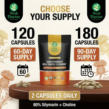 将图片加载到图库查看器，Milk Thistle 12000mg 80% Silymarin Choline High Strength 120 180 Vegan Capsules
