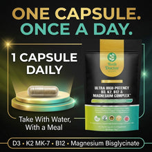 将图片加载到图库查看器，Vitamin D3 4000IU, K2 MK7, Magnesium Bisglycinate &amp; Vitamin B12 Vegan Capsules
