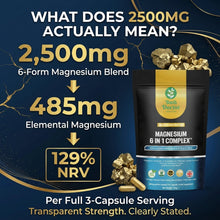 将图片加载到图库查看器，Magnesium Glycinate 6-in-1 2500mg 485mg Elemental B6 Zinc D3 60 120 180 Caps
