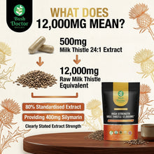 将图片加载到图库查看器，Milk Thistle 12000mg 80% Silymarin Choline High Strength 120 180 Vegan Capsules
