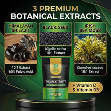 将图片加载到图库查看器，Himalayan Shilajit 60% Fulvic Acid Black Seed Irish Sea Moss 10:1 60 Vegan Capsules
