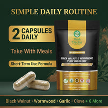 将图片加载到图库查看器，Black Walnut Wormwood Clove Garlic Pumpkin Seed 10-in-1 Herbal Capsules Vegan
