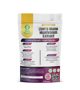 Lion’s Mane Mushroom Extract Capsules – 10,000mg with 240mg Polysaccharides | Brain, Memory, and Immune Support