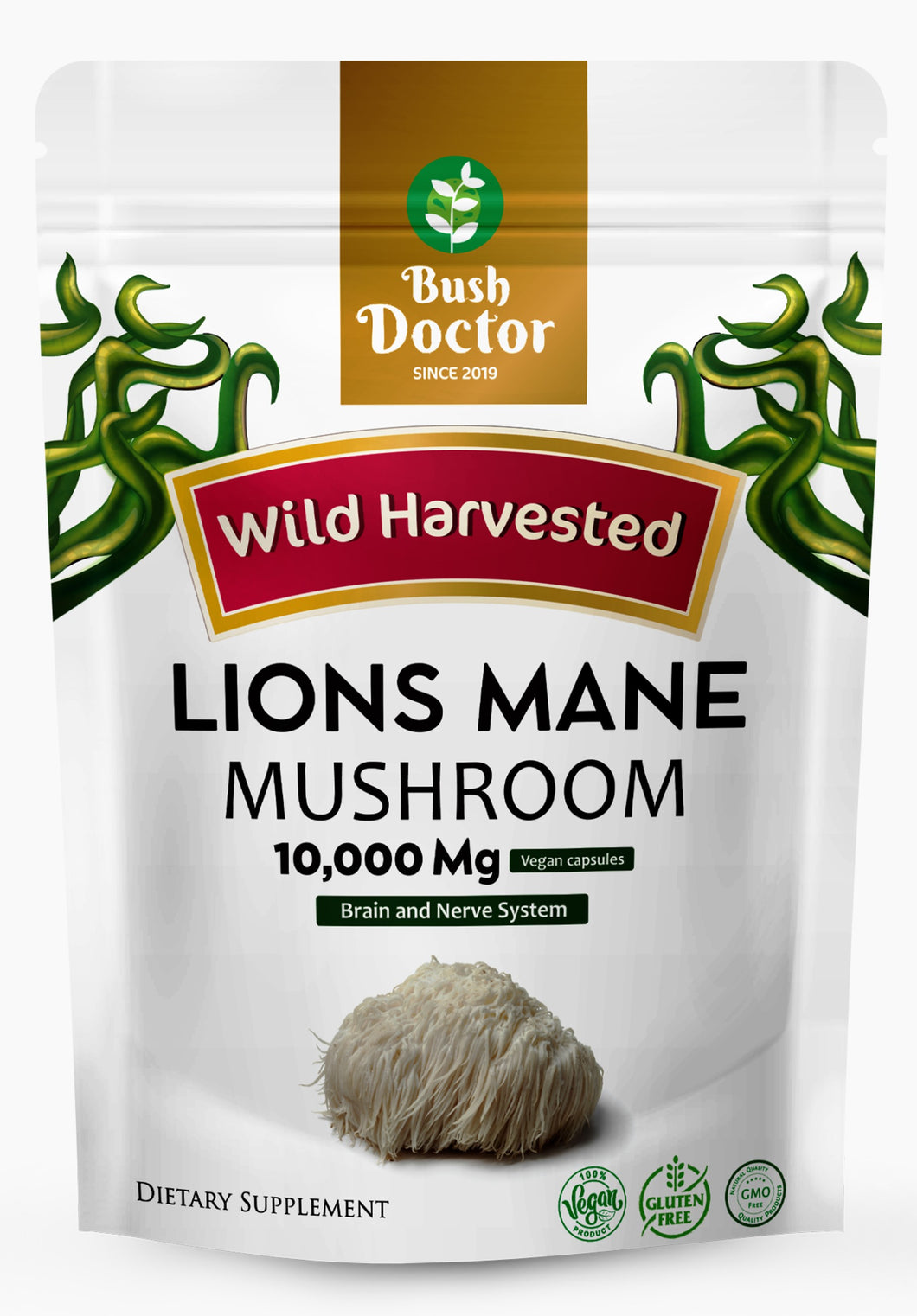 Lion’s Mane Mushroom Extract Capsules – 10,000mg with 240mg Polysaccharides | Brain, Memory, and Immune Support