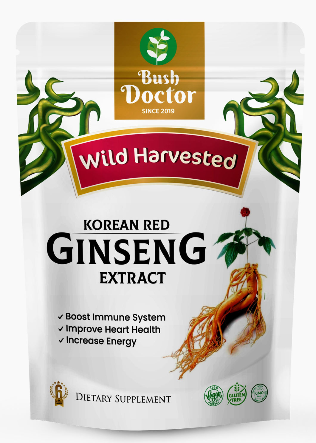 Red Korean Ginseng Extract Powder - 100% 6-year-old Pure Red Panax